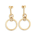9ct Yellow Gold Open Circle Bar Drop Stud Earrings