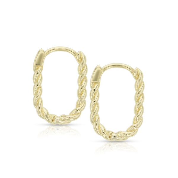 9Ct Yellow Gold Twist Paperclip Huggie Earrings - alternate view