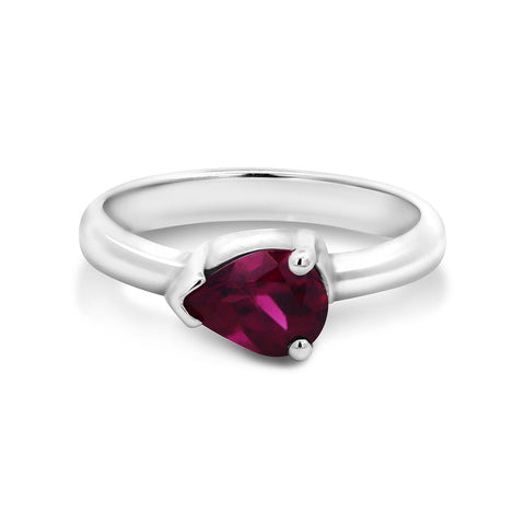 Sterling Silver Side Pear Shape Rhodolite Garnet Ring - alternate view