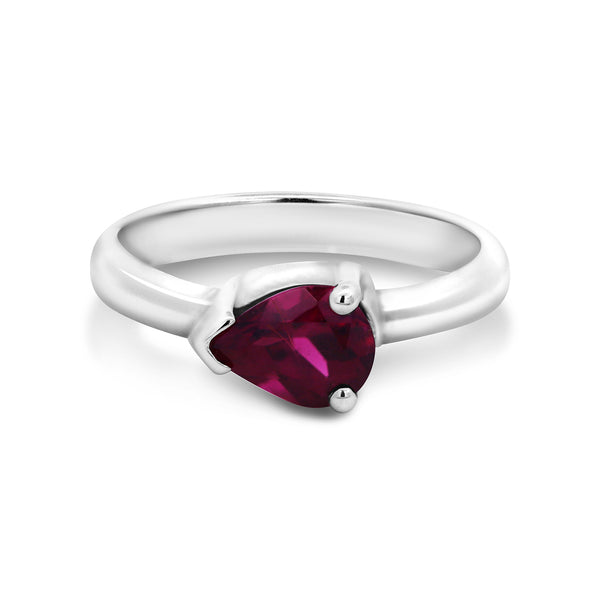 Sterling Silver Side Pear Shape Rhodolite Garnet Ring - alternate view