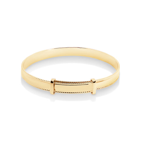 9ct Yellow Gold Childrens Plain Expanding Bangle With Rope Edge - alternate view