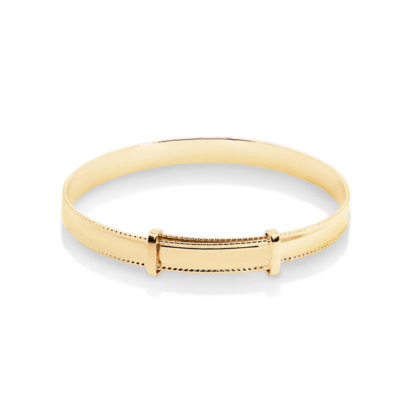 9ct Yellow Gold Childrens Plain Expanding Bangle With Rope Edge - alternate view