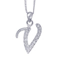 Sterling Silver Cubic Zirconia Letter V Necklace