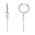 9ct White Gold Lab Grown Diamond Huggie Earrings with Dangle Bar