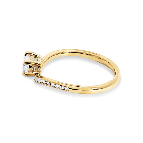 9ct Yellow Gold Oval Offset Lab Grown Diamond Ring - alternate view