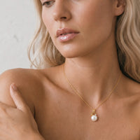 9ct Yellow Gold Freshwater Pearl And Diamond Pendant