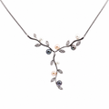 9ct White Gold Pearl & Cubic Zirconia Vine Necklace