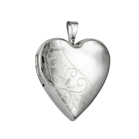 Sterling Silver Engraved And Plain Heart Locket - alternate view