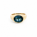 9ct Yellow Gold Oval London Blue Topaz Dress Ring