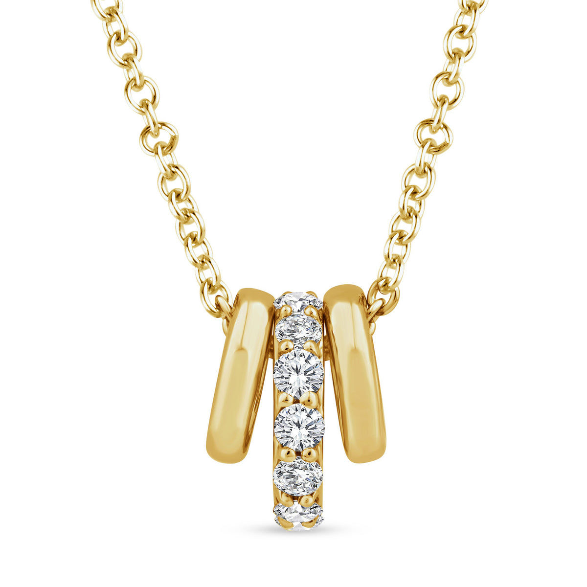 Gold Vermeil 22ct Three Rings Lab Grown Diamond Necklace