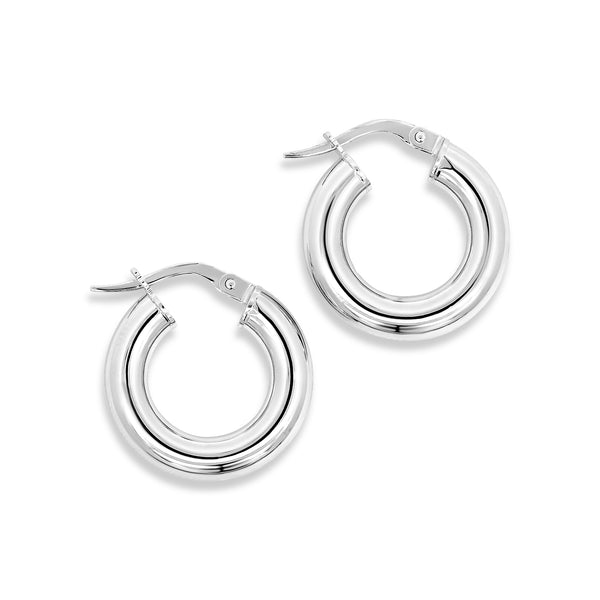 18ct White Gold Thick Italian Hoop Earrings - alternate view