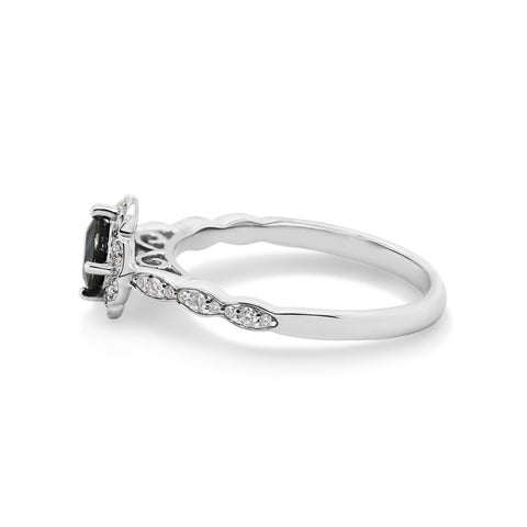 18ct White Gold Sapphire & Diamond Antique Style Ring - alternate view