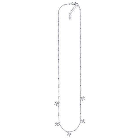 Sterling Silver Ball Chain With Hanging Stationed Dragonflies - alternate view