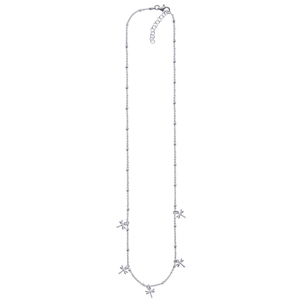 Sterling Silver Ball Chain With Hanging Stationed Dragonflies - alternate view