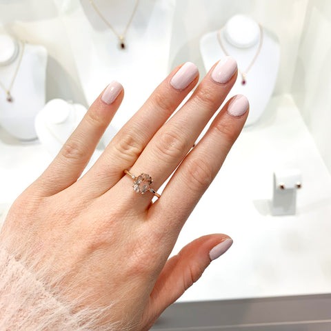 9ct Rose Gold Oval Morganite & Diamond Ring - alternate view