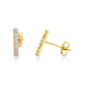 9ct Yellow Gold Cubic Zirconia Bar Stud Earrings