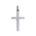 Sterling Silver Plain Polished Cross With Cubic Zirconia