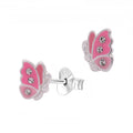 Sterling Silver Pink Enamel Butterfly Earrings