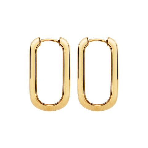 Najo Gold Plated Plain Rectangular Huggie Earrings - alternate view