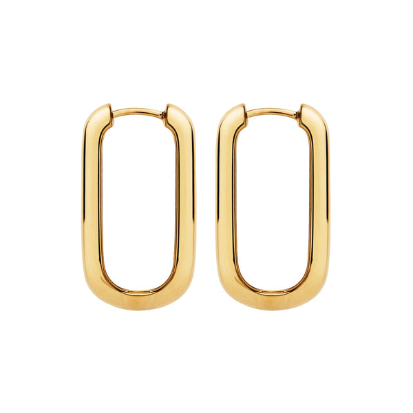 Najo Gold Plated Plain Rectangular Huggie Earrings - alternate view