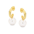 Yellow Gold Plated Freshwater Half Hoop Stud Earrings