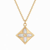 9ct Yellow Gold Mother Of Pearl Flower Necklace