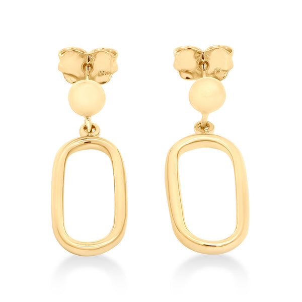 9ct Yellow Gold Oval Paperclip Drop Studs - alternate view