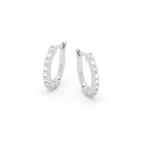 9ct White Gold Lab Grown Diamond Huggie Earrings - alternate view