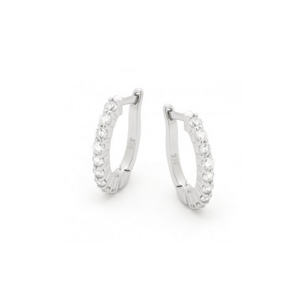 9ct White Gold Lab Grown Diamond Huggie Earrings - alternate view
