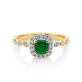 18ct Yellow Gold Emerald & Diamond Antique Style Ring