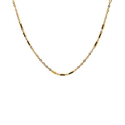 9ct Yellow Gold Cable Chain With Stationed Octagonal Tubes - alternate