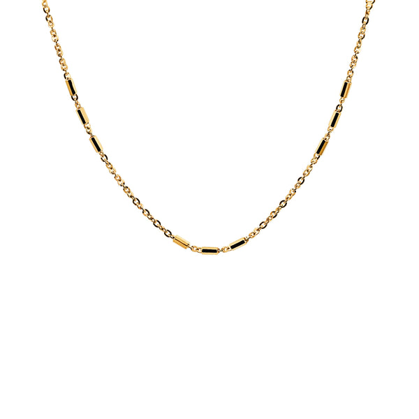 9ct Yellow Gold Cable Chain With Stationed Octagonal Tubes - alternate view