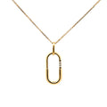 9ct Yellow Gold Diamond Set Open Oval Pendant