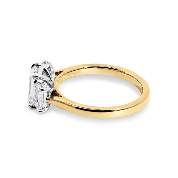 The Kiara | 2.50ct Emerald Cut Lab Grown Diamond Trilogy Engagement Ring - alternate view