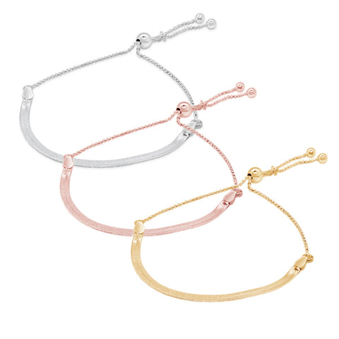 Sterling Silver Herringbone Lariat Bracelet - alternate view