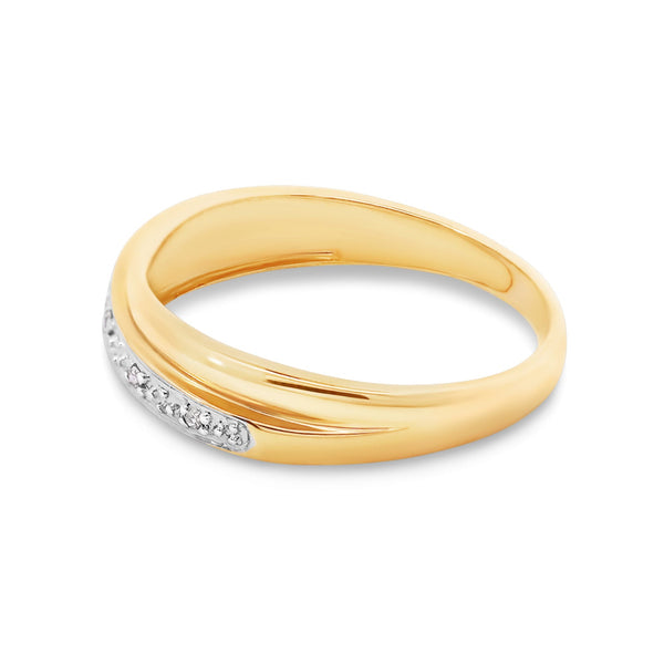 9ct Yellow Gold Diamond Set Crossover Ring - alternate view