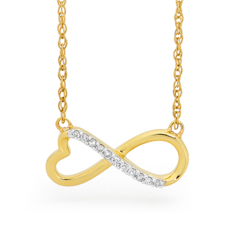 9ct Yellow Gold Diamond Set Infinity Pendant - alternate view