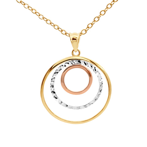 9ct Three Tone Open Circle Pendant - alternate view