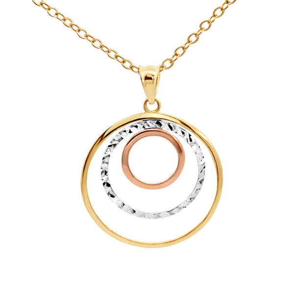 9ct Three Tone Open Circle Pendant - alternate view