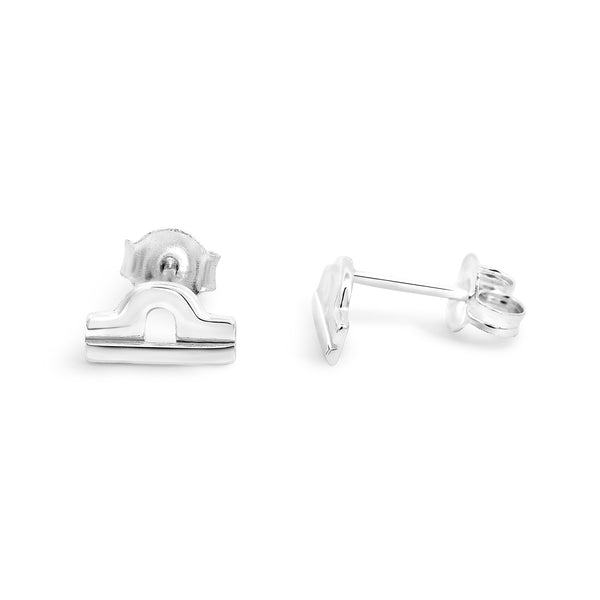 Sterling Silver Libra Zodiac Stud Earrings - alternate view