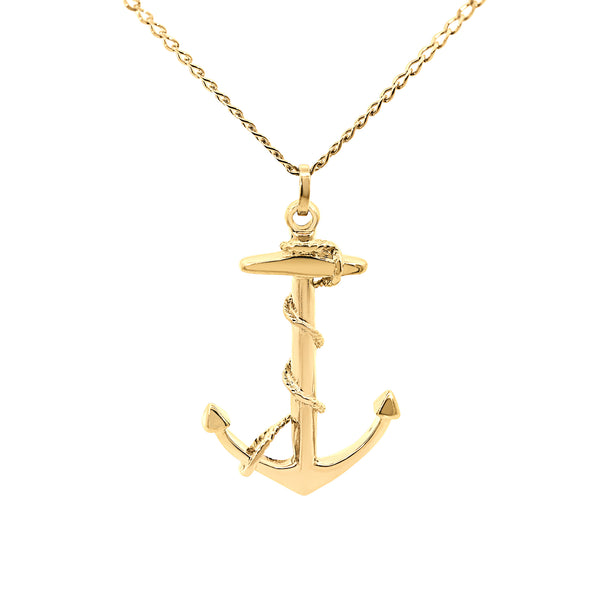 9ct Yellow Gold Large Anchor Pendant - alternate view