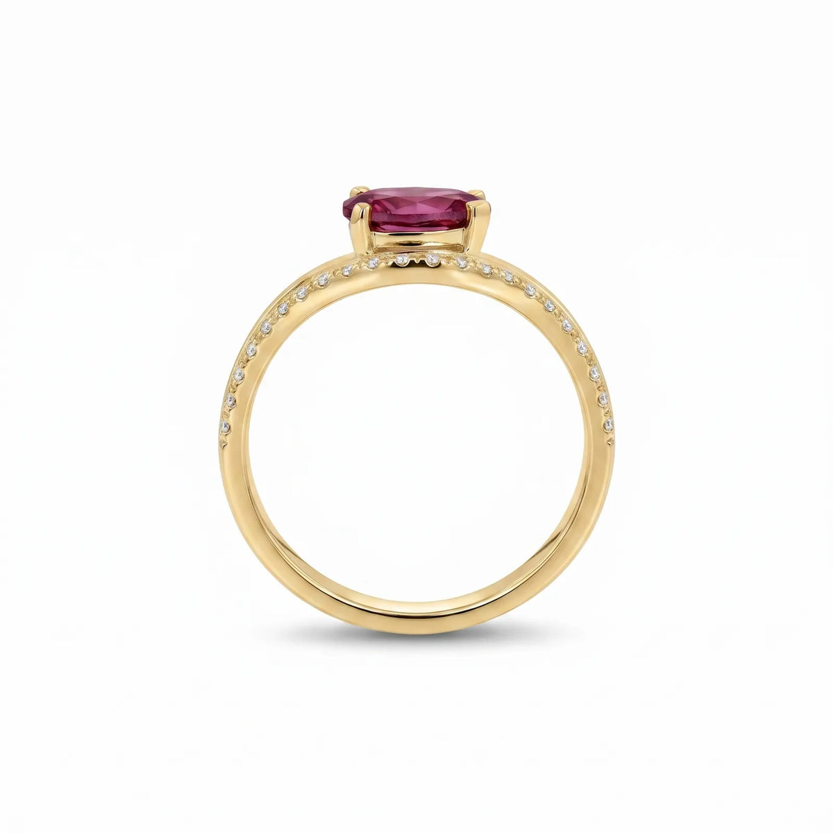 9ct Yellow Gold Rhodolite Garnet & Lab Grown Diamond Dress Ring