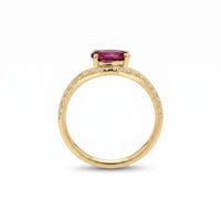 9ct Yellow Gold Rhodolite Garnet & Lab Grown Diamond Dress Ring
