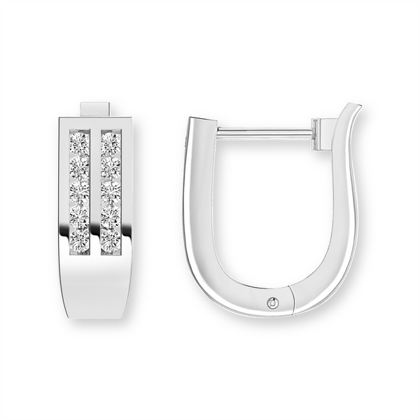 9ct White Gold Diamond Huggie Earrings - alternate view