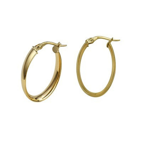 9ct Yellow Gold Oval Italain Hoop Earrings - alternate view