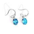 Sterling Silver Oval Swiss Blue Topaz Bezel Set Drop Earrings