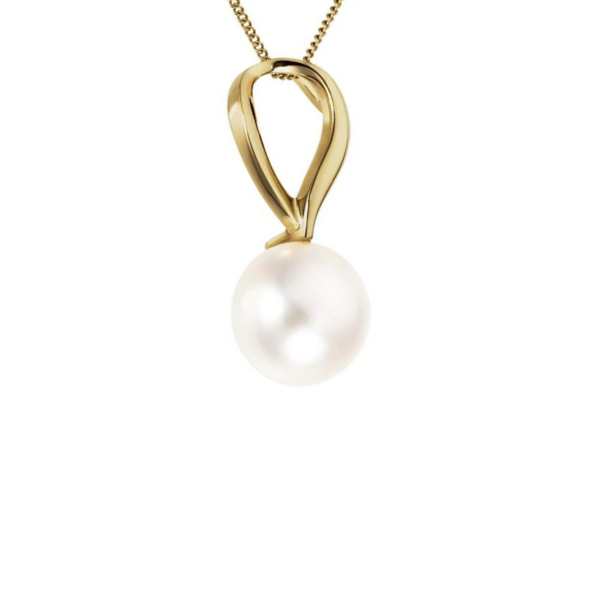 9ct Yellow Gold Open Teardrop Pendant With Freshwater Pearl My