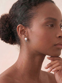 9ct White Gold Pearl And Diamond Earrings