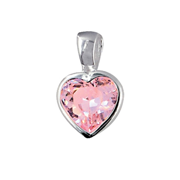 Sterling Silver Pink Cz Heart Pendant - alternate view