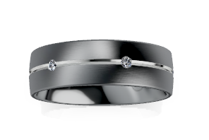 Tantalum And White Gold Diamond Men's Wedding Ring - alternate view